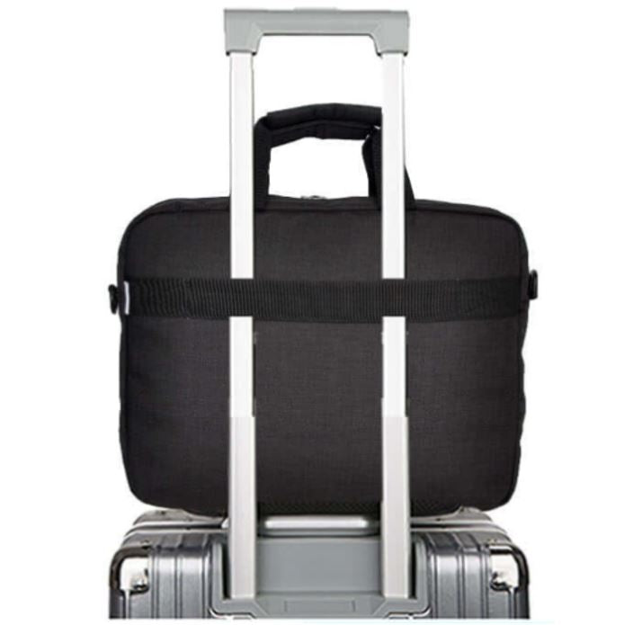 Oxhorn Notebook Bag Carry Case Nylon Fabric Top Load Zip Closure Padded Compartment Shoulder Strap Black + Grey for Laptop 10" 13.3" 14" 15.6" 16"