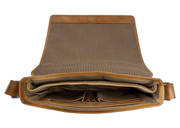 Marselisborg 14" Leather Messenger Laptop Bag – Handcrafted Golden Tan Business Briefcase for 12"–14" Notebooks