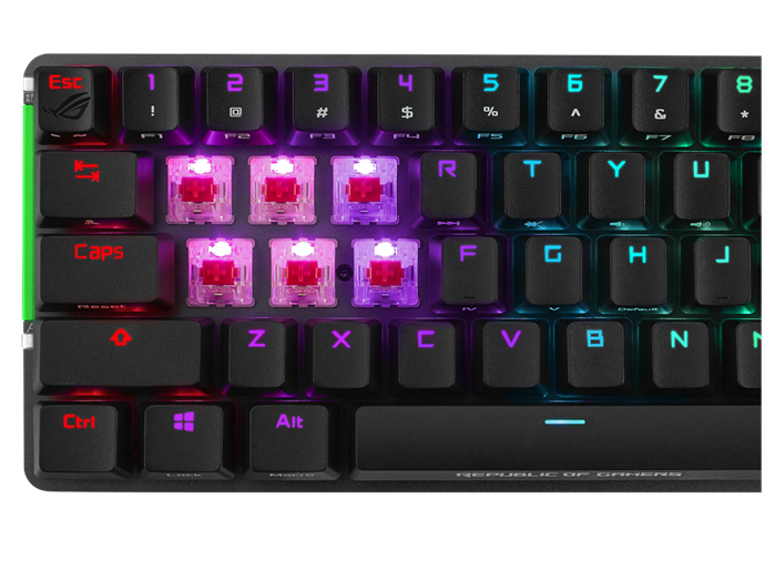 ASUS M601 ROG FALCHION NX Red Switch Compact 65% Wireless Mechanical Gaming Keyboard, 68 Keys, Interactive Touch panel, 450 Hours, ROG NX Switches, RG