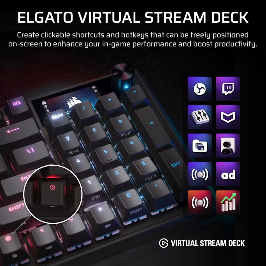 Corsair Vanguard 96 Mechanical Gaming Keyboard, CORSAIR MLX Plasma, 8kHz, NKRO, 8MB, USB3.0, magnetic wrist rest, MLX Plasma switches (LS)