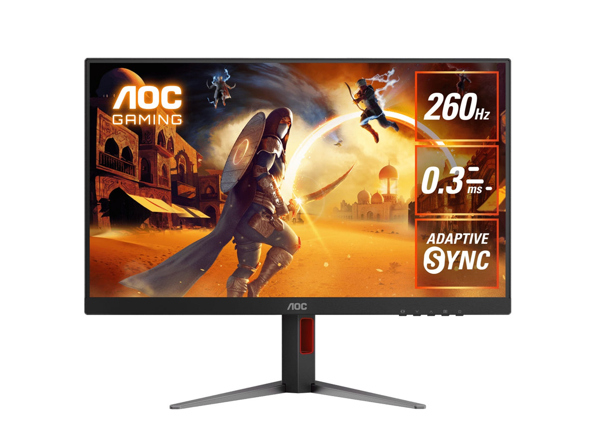 AOC 27" Gaming Monitor – QHD 260Hz (OC), 0.3ms MPRT, IPS panel, 118% sRGB, 1.07B colors, DP 1.4+DSC, HDMI 2.0, Delta E<2, fully adjustable stand (LS)