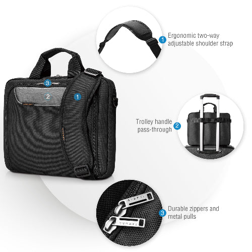 Everki 13.3" - 14" Notebook Case Advance, Non-Slip Shoulder Pad