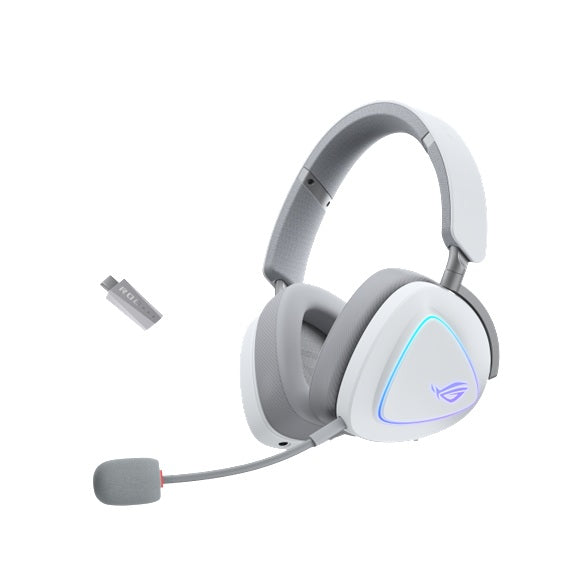 ASUS ROG Delta II Wireless Gaming Headset White | Tri-Mode 2.4GHz, Bluetooth & 3.5mm, 50mm Titanium Drivers, RGB