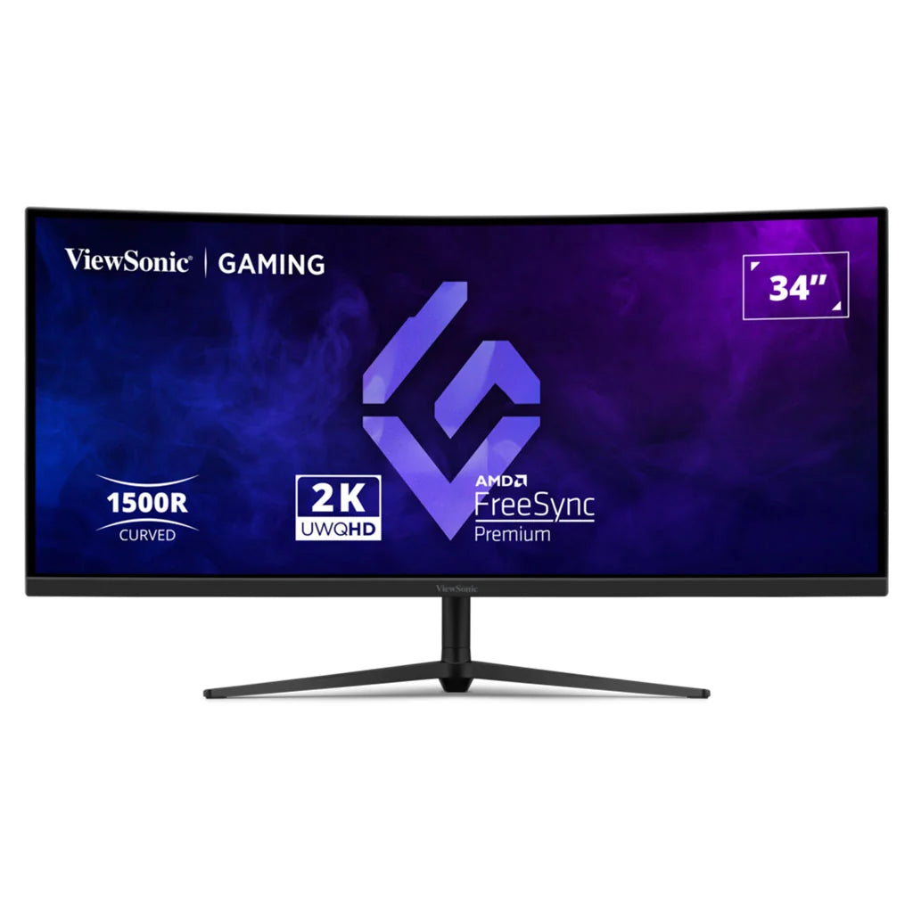 ViewSonic 34” Curved 3440x1440, 180Hz 1ms 1500R, HDR10,Adaptive Sync,2x HDMI,2x DP,Speaker,VESA 100 VX3418-2K Office Gaming Ultra Wide Monitor,3YARW