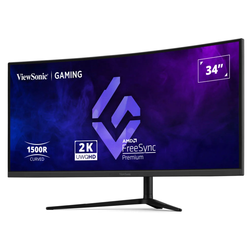 ViewSonic 34” Curved 3440x1440, 180Hz 1ms 1500R, HDR10,Adaptive Sync,2x HDMI,2x DP,Speaker,VESA 100 VX3418-2K Office Gaming Ultra Wide Monitor,3YARW