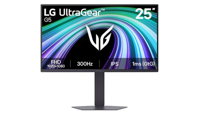 LG UltraGear 25" IPS Full HD 300Hz Monitor, 1920×1080, IPS, 300Hz, 1ms GtG, HDR10, sRGB 99%, G-SYNC Compatible, FreeSync Premium, DP 1.4, 2xHDMI