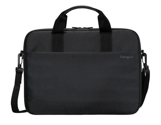 Targus 15"-16" Intellect® Slim Briefcase Zippered padded front pocket Removable adjustable shoulder strap carry handles water-resistant fabric Black NAT-TBS979GL