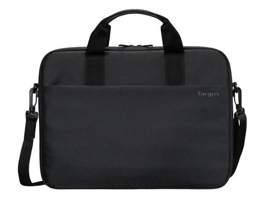 Targus 15"-16" Intellect® Slim Briefcase Zippered padded front pocket Removable adjustable shoulder strap carry handles water-resistant fabric Black NAT-TBS979GL