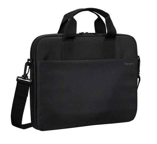 Targus 15"-16" Intellect® Slim Briefcase Zippered padded front pocket Removable adjustable shoulder strap carry handles water-resistant fabric Black NAT-TBS979GL