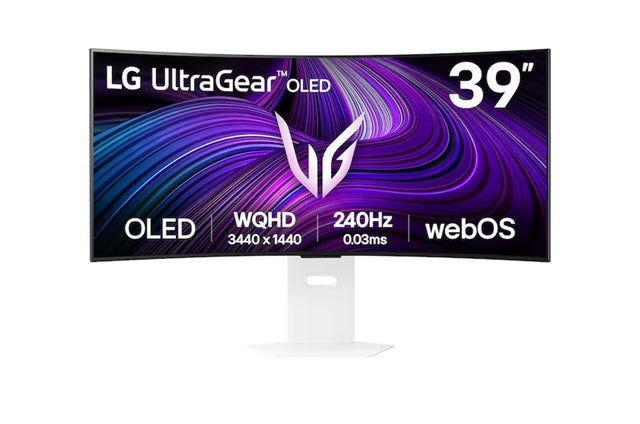 LG 39" UltraGear OLED 240Hz WQHD Curved Smart Gaming Monitor, 3440×1440, 0.03ms, 800R, DCI-P3 98.5%, HDR10, G-SYNC, FreeSync Premium, USB-C, 65W