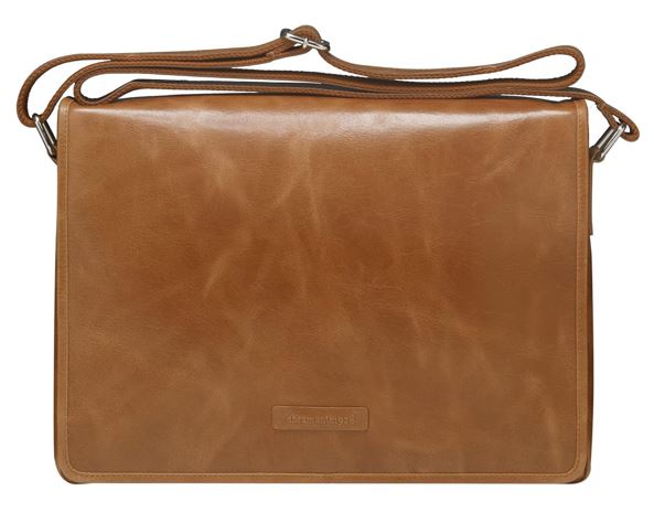 Marselisborg 14" Leather Messenger Laptop Bag – Handcrafted Golden Tan Business Briefcase for 12"–14" Notebooks