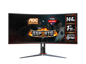 AOC CU34G2X 34" Curved 3440 x 1440 21:9, 1ms, HDR, Ultra Fast 144Hz Panel, Adaptive Sync, HDMI: 2.2, DisplayPort: 2.2 Gaming Monitor