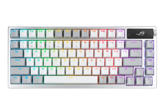 ASUS ROG AZOTH/US/PBT/WHT (Snow Switch) Gaming Keyboard, OLED Display, NX Snow Switch, 75 Keys, Tri-mode Connection, White, Quiet