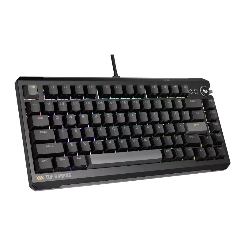 ASUS TUF Gaming K4 Magnetic - Black, magnetic switches, 8000Hz polling, 0.1–3.3mm actuation, RGB, hot-swappable, PBT keycaps, USB-C