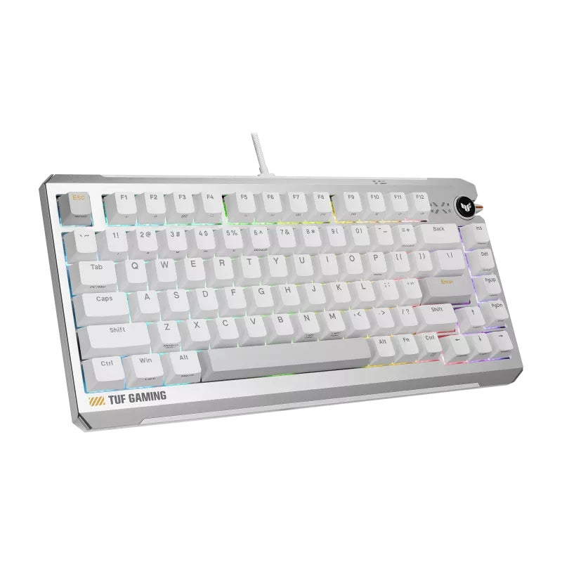 ASUS TUF Gaming K4 Magnetic - White, magnetic switches, 8000Hz polling, 0.1–3.3mm actuation, RGB, hot-swappable, PBT keycaps, USB-C